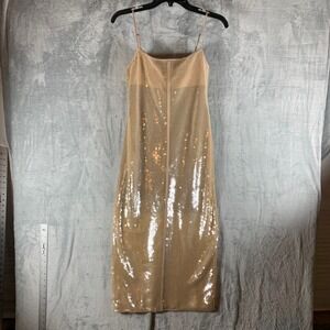 A.L.C. Sequin Slip Dress Sleeveless Midi Party Cocktail Cream‎ Gold XXS